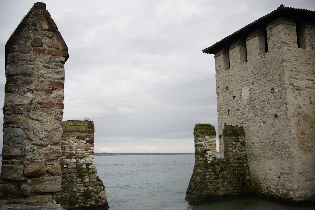 The Scaligero Castle drawbridge entrance to Sirmione's medieval old town